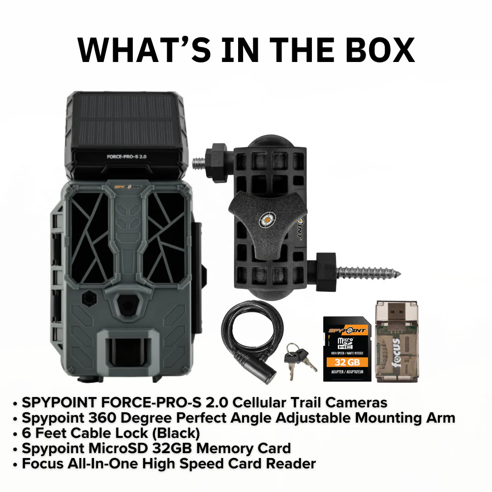 Spypoint FORCE-PRO-S 2.0 Trail Camera with Adjustable Mounting Arm and Cable Lock Bundle - Image 7