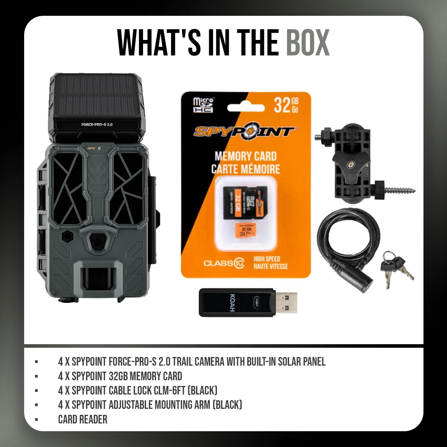 Spypoint FORCE-PRO-S 2.0 Trail Camera (4-Pack) Bundle with Accessories - Image 8