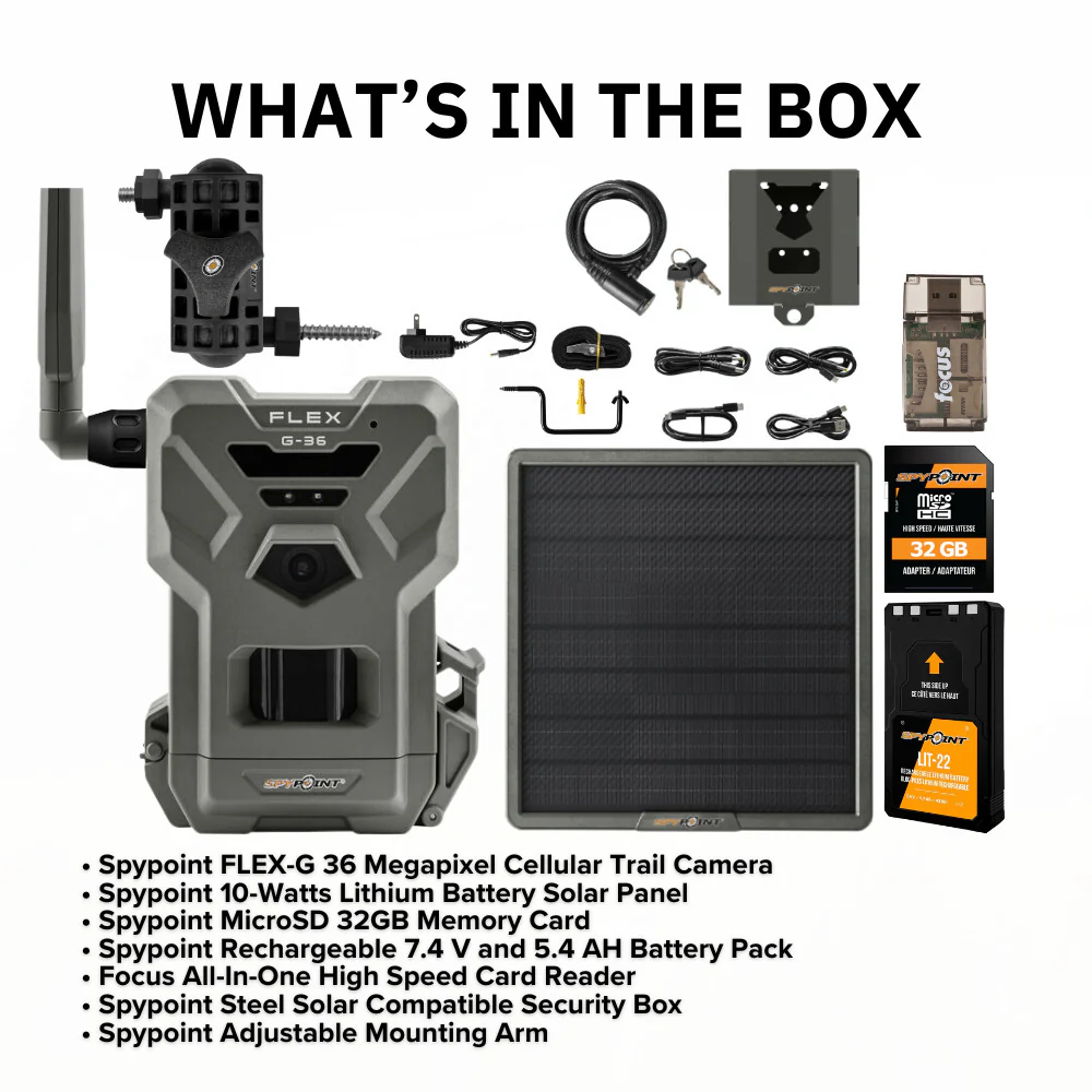 Spypoint FLEX-G 36MP Cellular Trail Camera and Spypoint 10-Watts Lithium Battery Solar Panel Bundle - Image 7