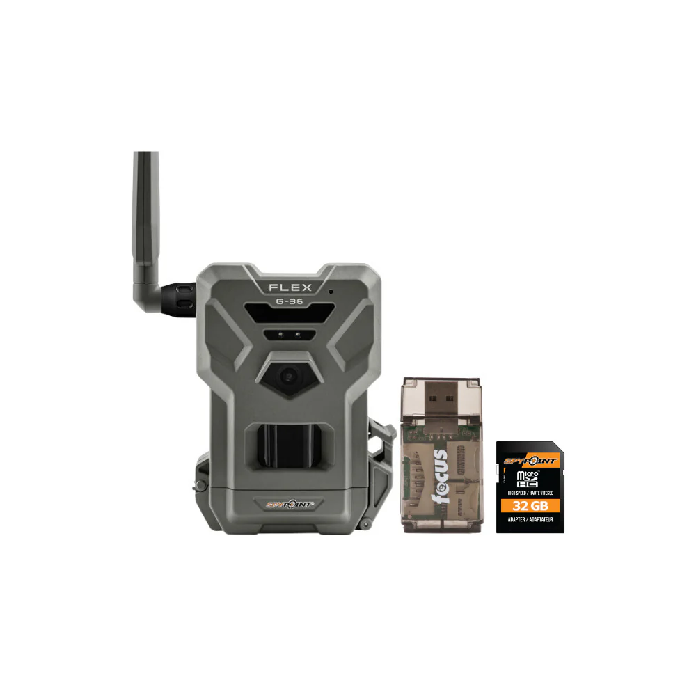 Spypoint FLEX-G 36MP Cellular Trail Camera and Spypoint MicroSD 32GB Memory Card Bundle