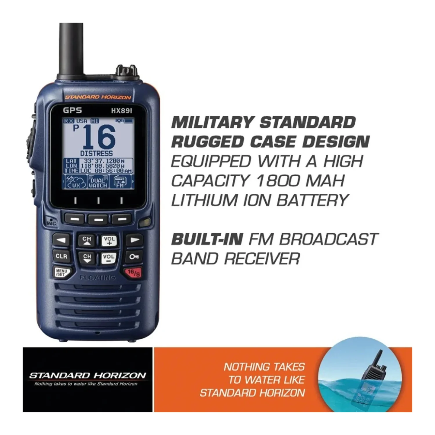 Standard Horizon HX891 Handheld VHF Radio with Built-in GPS (Navy Blue) - Image 3