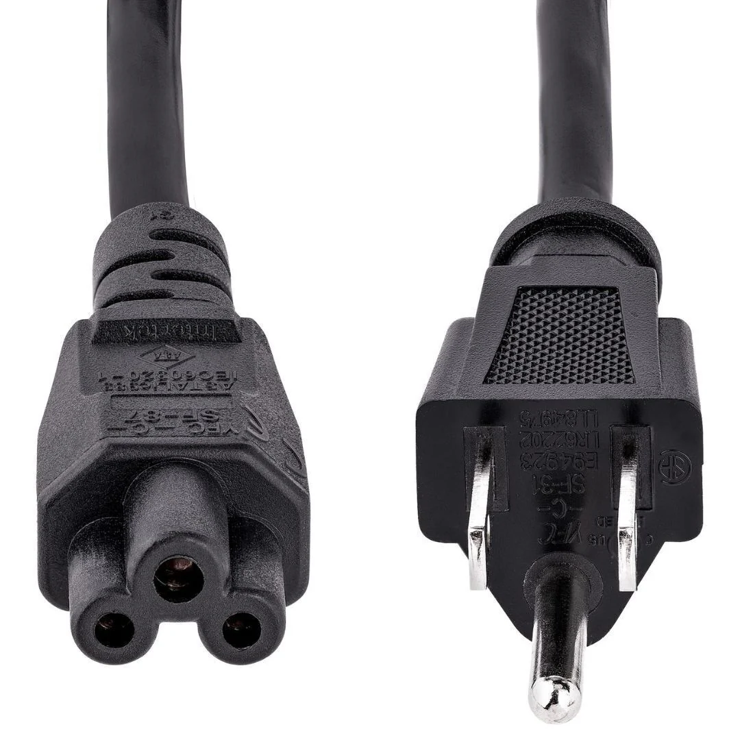 StarTech 3 Feet Laptop Power Cord, NEMA 5-15P to C5, 10A 125V, 18AWG, Laptop Charger Cord - Image 2