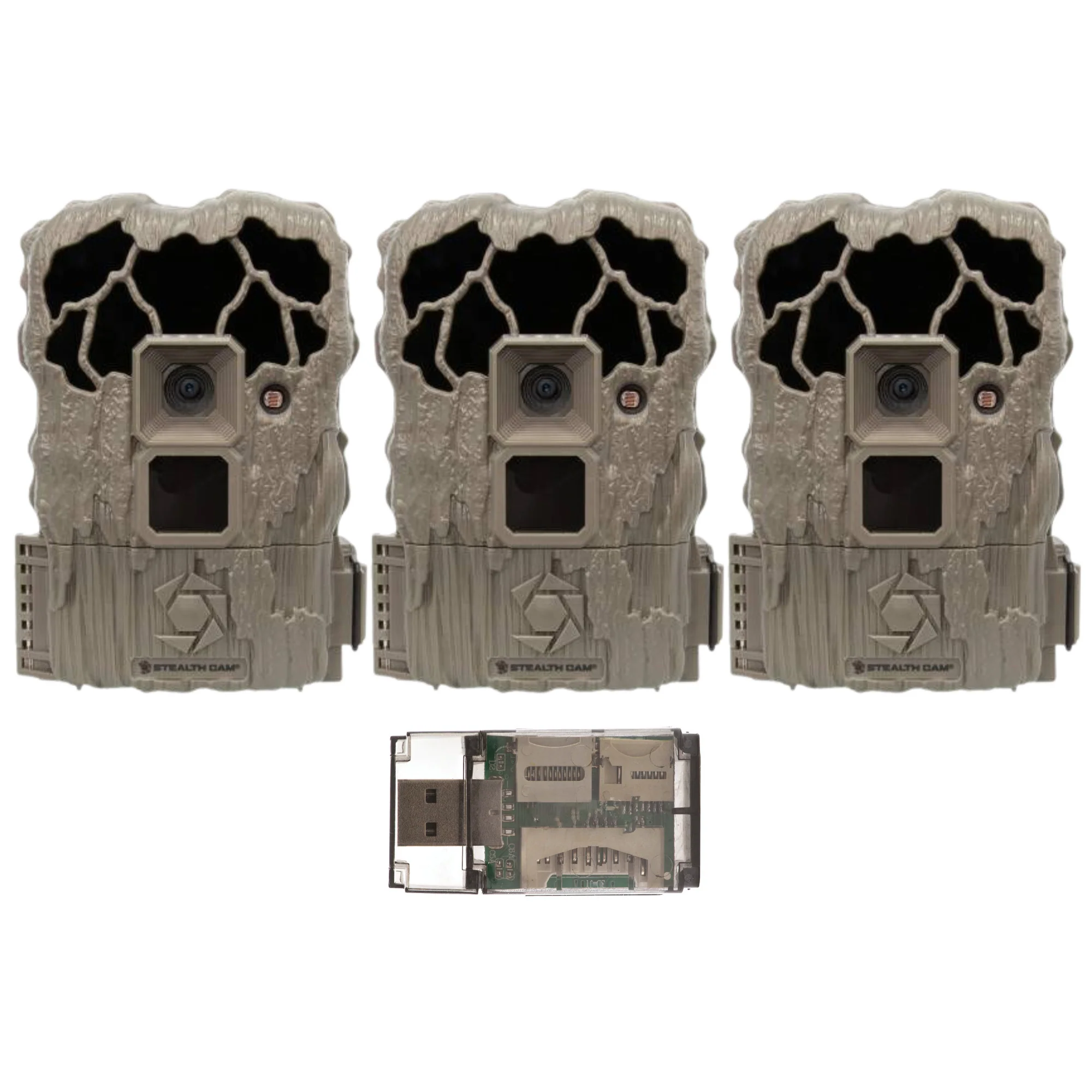Stealth Cam Trail Camera - 22MP Image & 720p Video Capture with Card Reader (3-Pack)