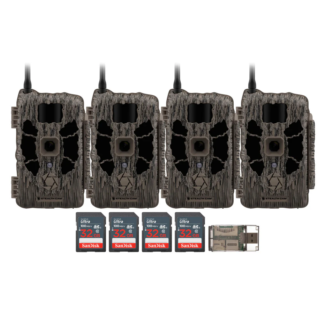 Stealth Cam 40MP Deceptor Max Cellular Trail Camera (2-Pack) x 2 with Memory Card (4-Pack) Bundle