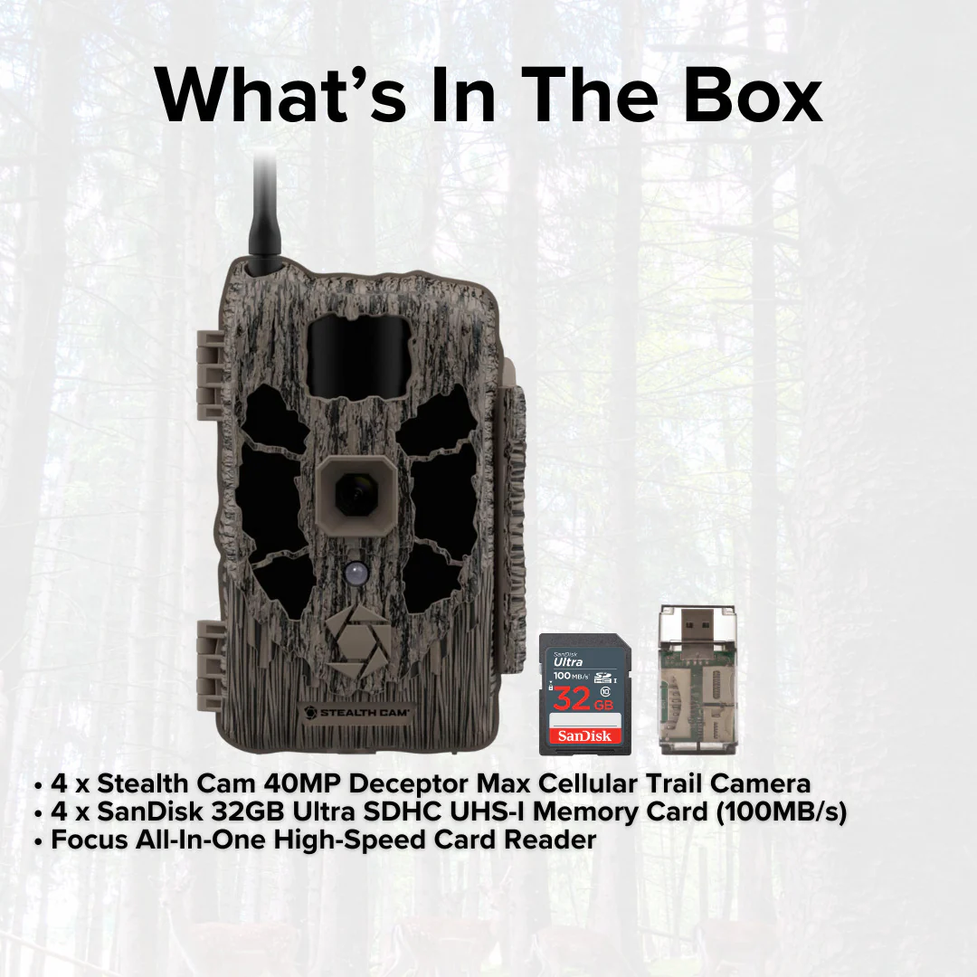 Stealth Cam 40MP Deceptor Max Cellular Trail Camera (2-Pack) x 2 with Memory Card (4-Pack) Bundle - Image 6