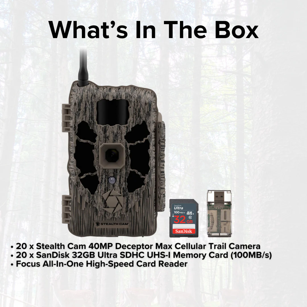 Stealth Cam 40MP Deceptor Max Cellular Trail Camera (2-Pack) x 10 with Memory Card (2-Pack) Bundle - Image 6