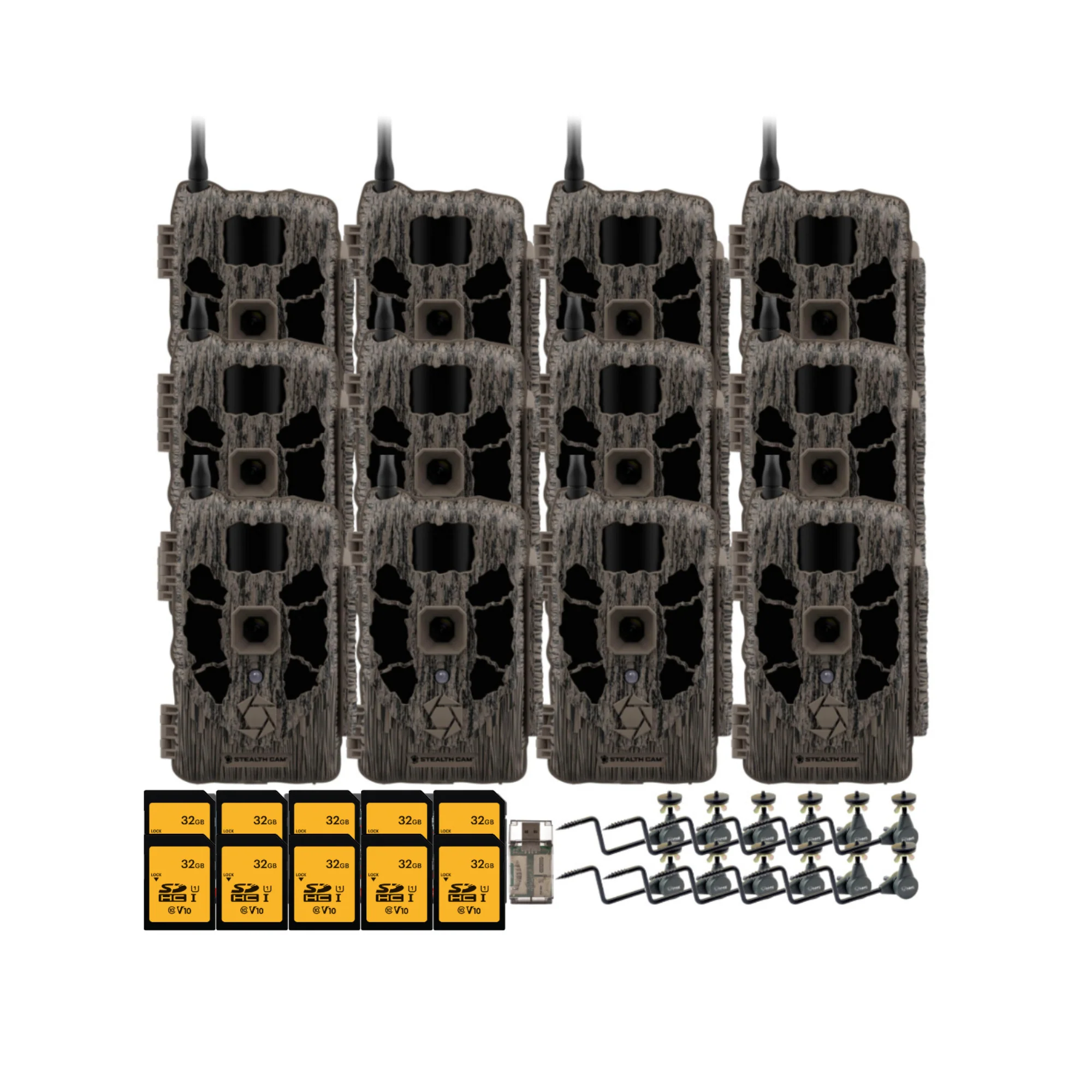 Stealth Cam 40MP Deceptor Max Cellular Trail Camera (2-Pack) x 6 with 12 x Camera Holder Bundle