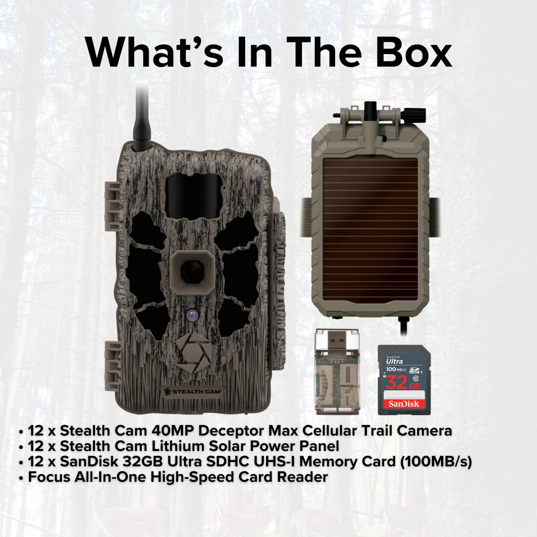 Stealth Cam 40MP Deceptor Max Cellular Trail Camera (2-Pack) x 6 with Solar Panel (12-Pack) Bundle - Image 6