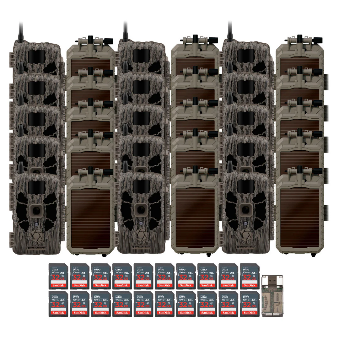 Stealth Cam 40MP Deceptor Max Cellular Trail Camera (2-Pack) x 10 with Solar Panel (20-Pack) Bundle