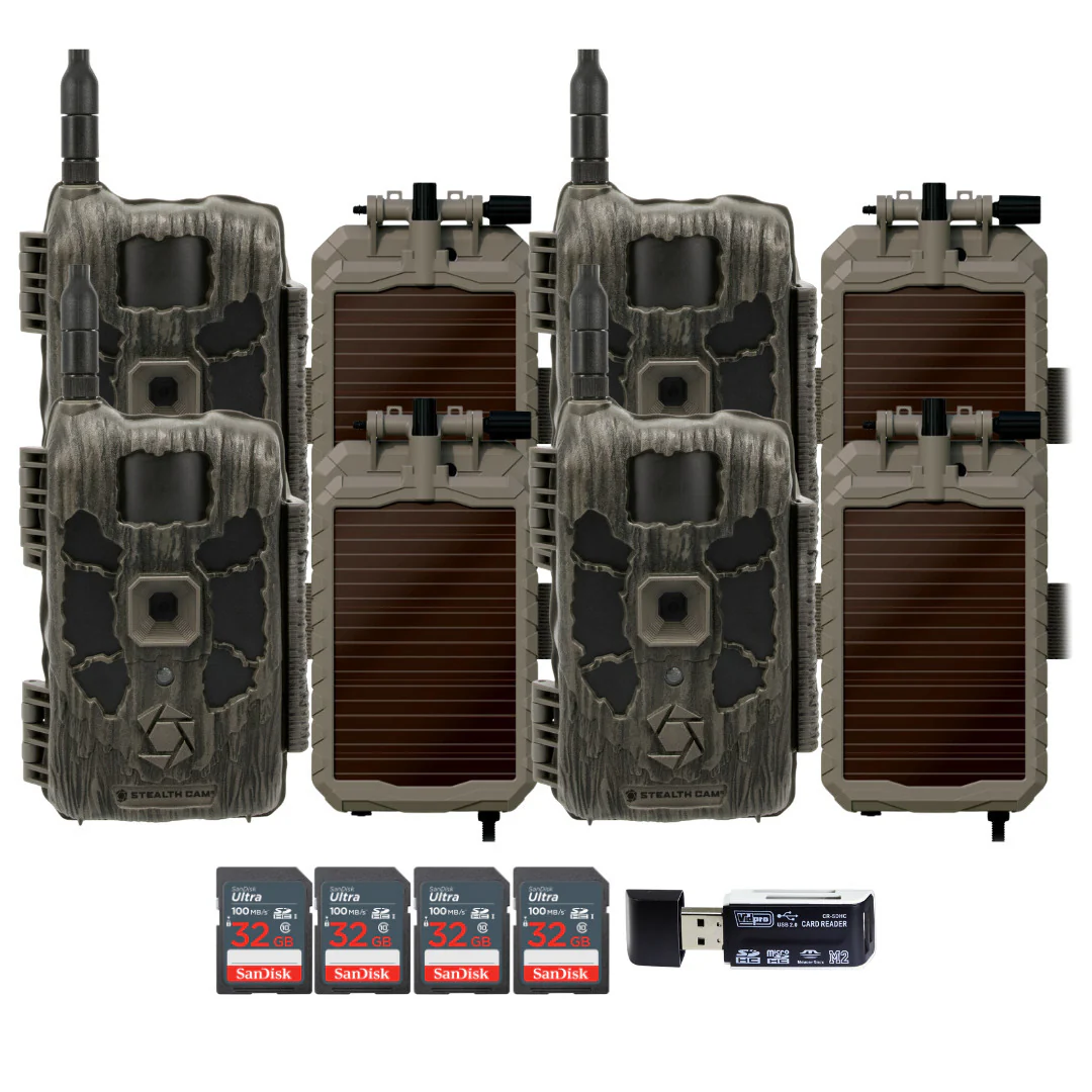 Stealth Cam 40MP Deceptor Max Cellular Trail Camera (2-Pack) x 2 with Solar Battery (4-Pack) Bundle