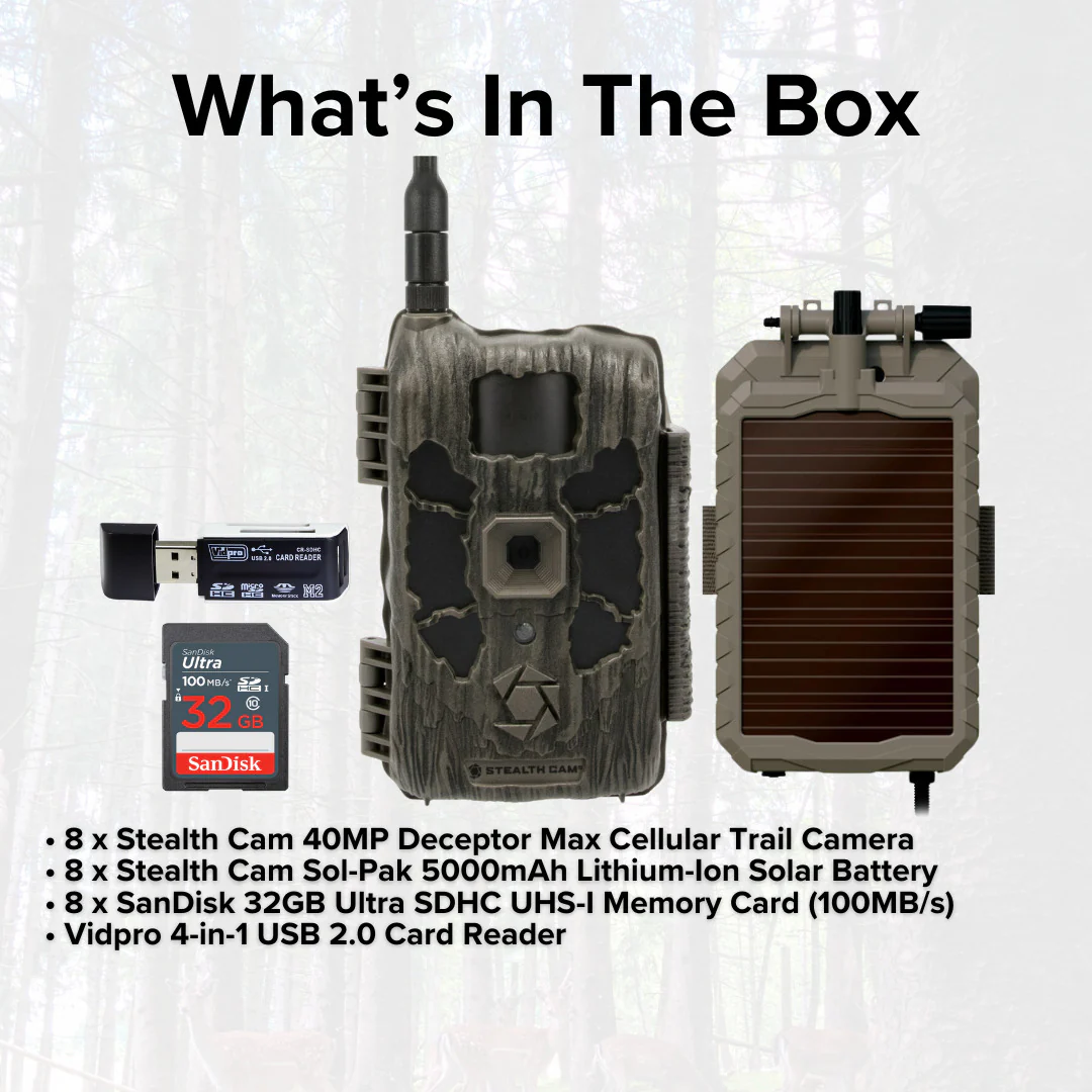 Stealth Cam 40MP Deceptor Max Cellular Trail Camera (2-Pack) x 4 with Solar Battery (8-Pack) Bundle - Image 6