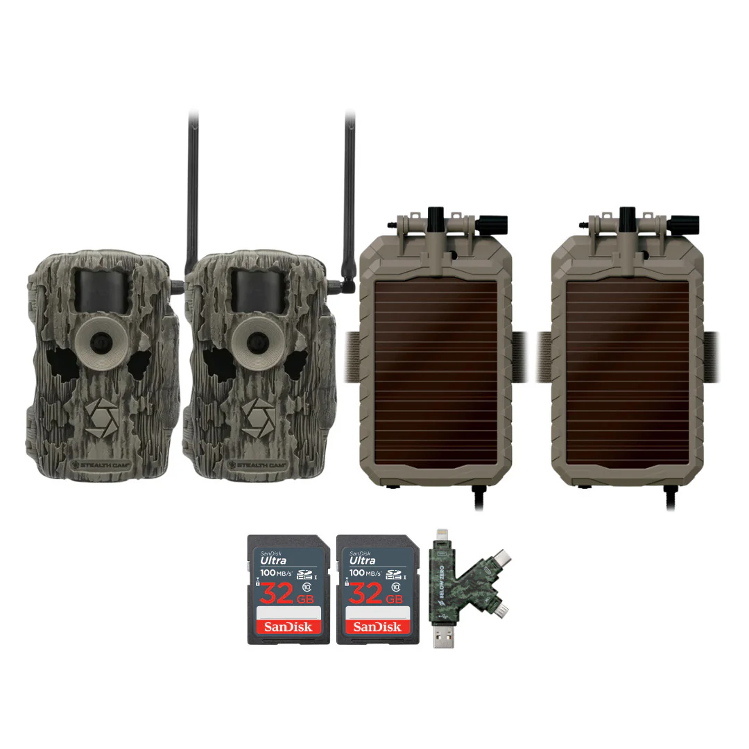 Stealth Cam 36MP Fusion Max Cellular Trail Camera (2-Pack) with Solar Power Panel (2-Pack) Bundle