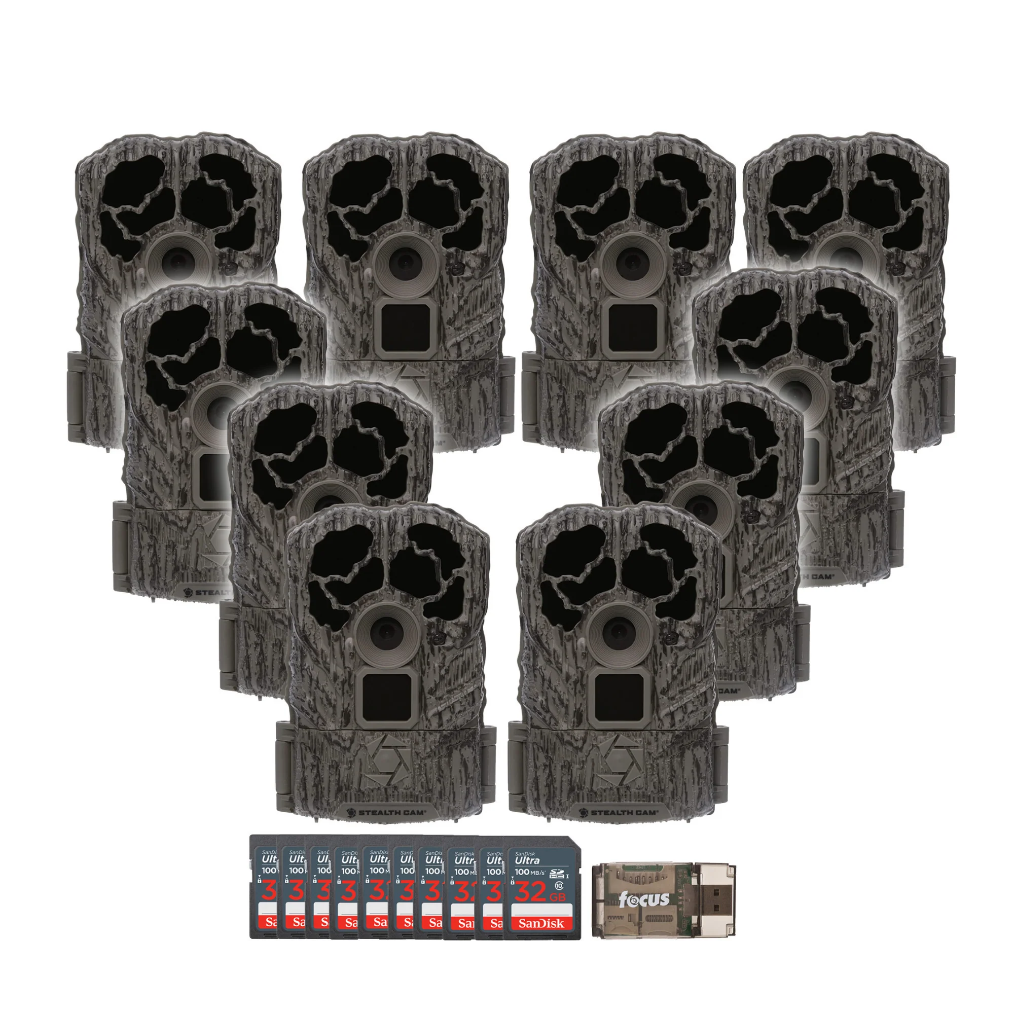 Stealth Cam Browtine 16MP Trail Camera with 32GB SD Card and Reader (10-Pack)
