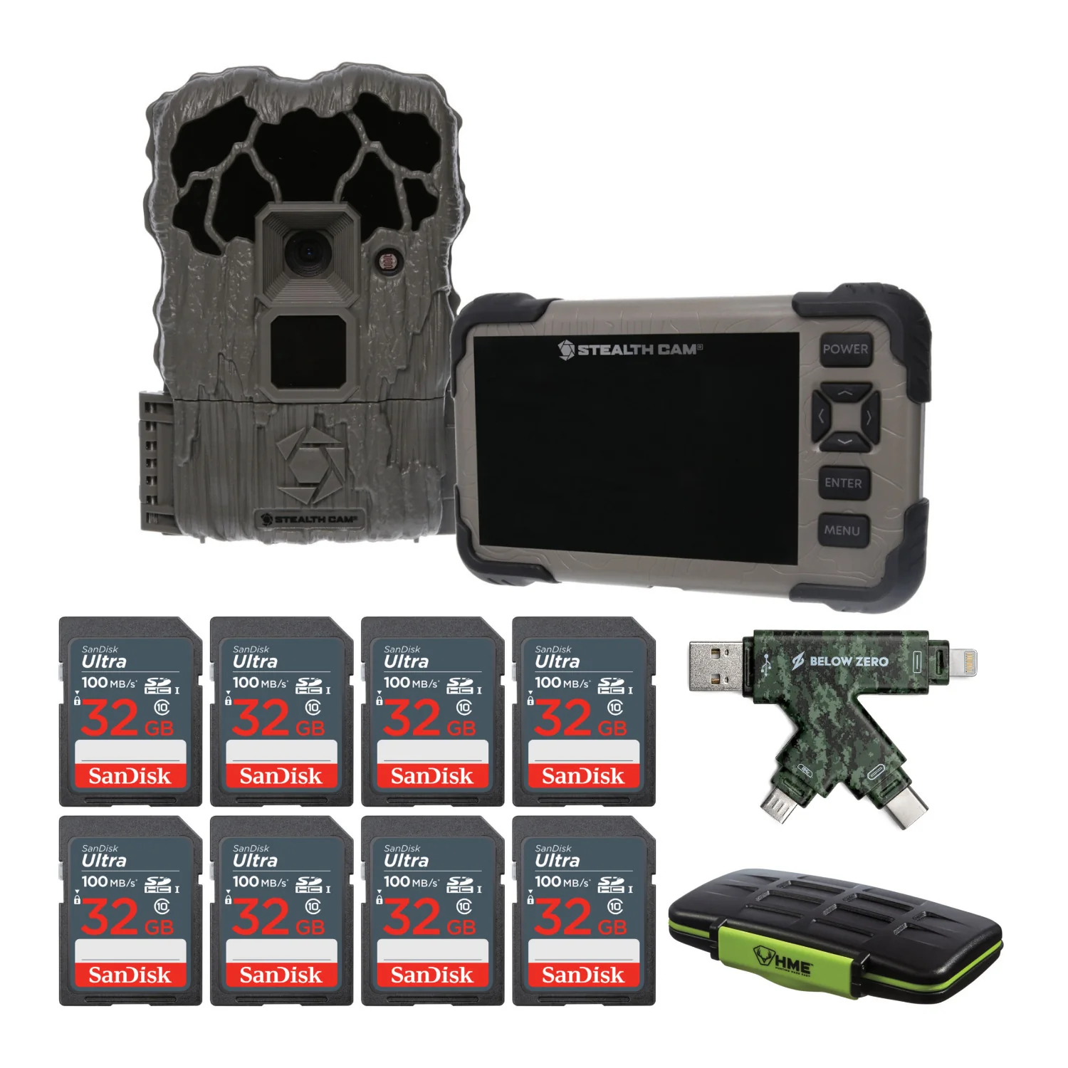 Stealth Cam QS22 22MP Trail Camera With HMW Trail Cam with SD Card Holder Bundle