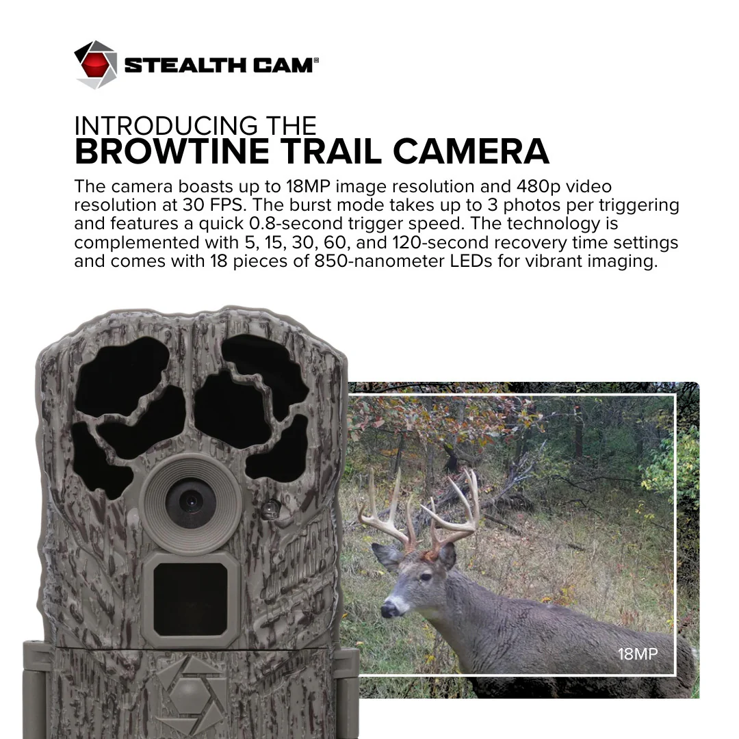 Stealth Cam Browtine 18MP Digital Trail Camera Combo with Focus High Speed Card Reader (4 Pack) - Image 2