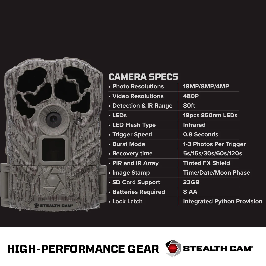 Stealth Cam Browtine 18MP Digital Trail Camera Combo with Focus High Speed Card Reader (4 Pack) - Image 3