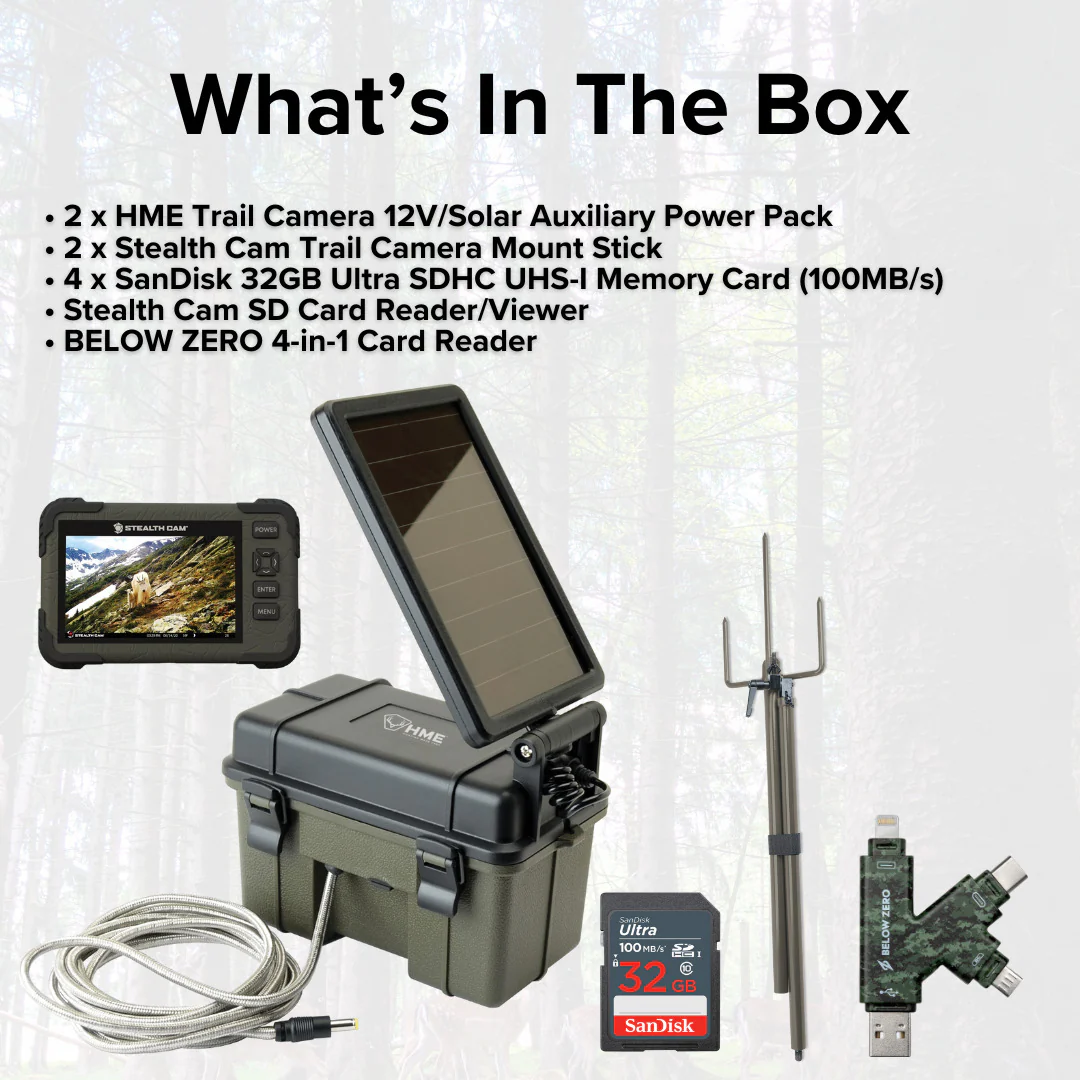 HME Trail Camera 12V with Solar Auxiliary Power Pack (2-Pack) with 2x SD Card Reader-Viewer Bundle - Image 7