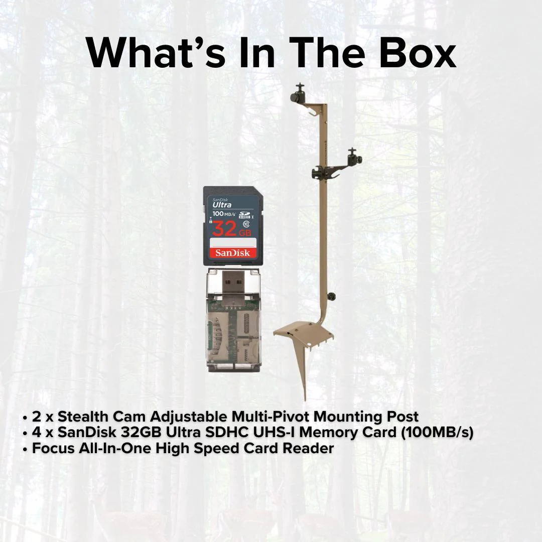 Stealth Cam Adjustable Multi-Pivot Mounting Post (2-Pack) with 32GB Memory Card (4-Pack) Bundle - Image 7