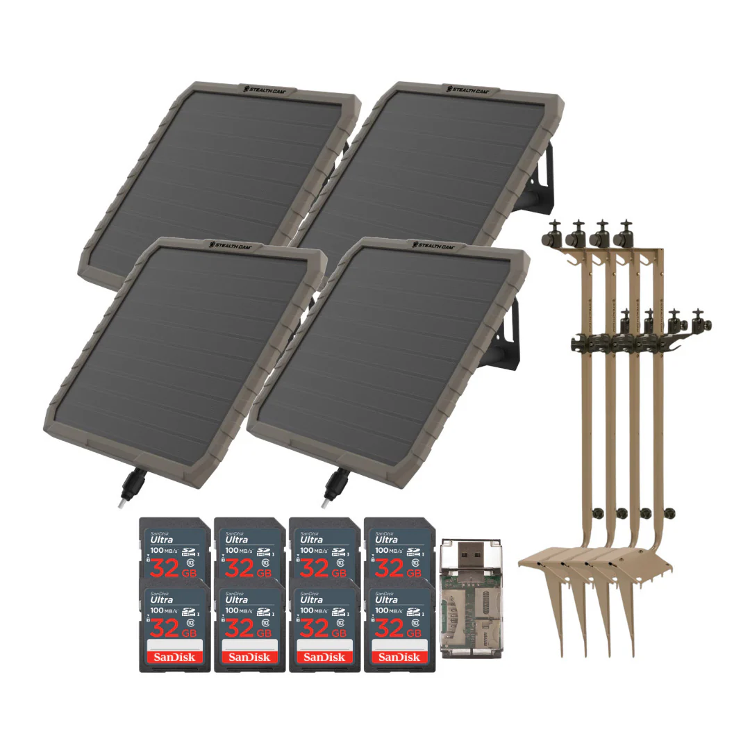 Stealth Cam Adjustable Multi-Pivot Mounting Post for Trail Camera and Battery (4-Pack) Bundle