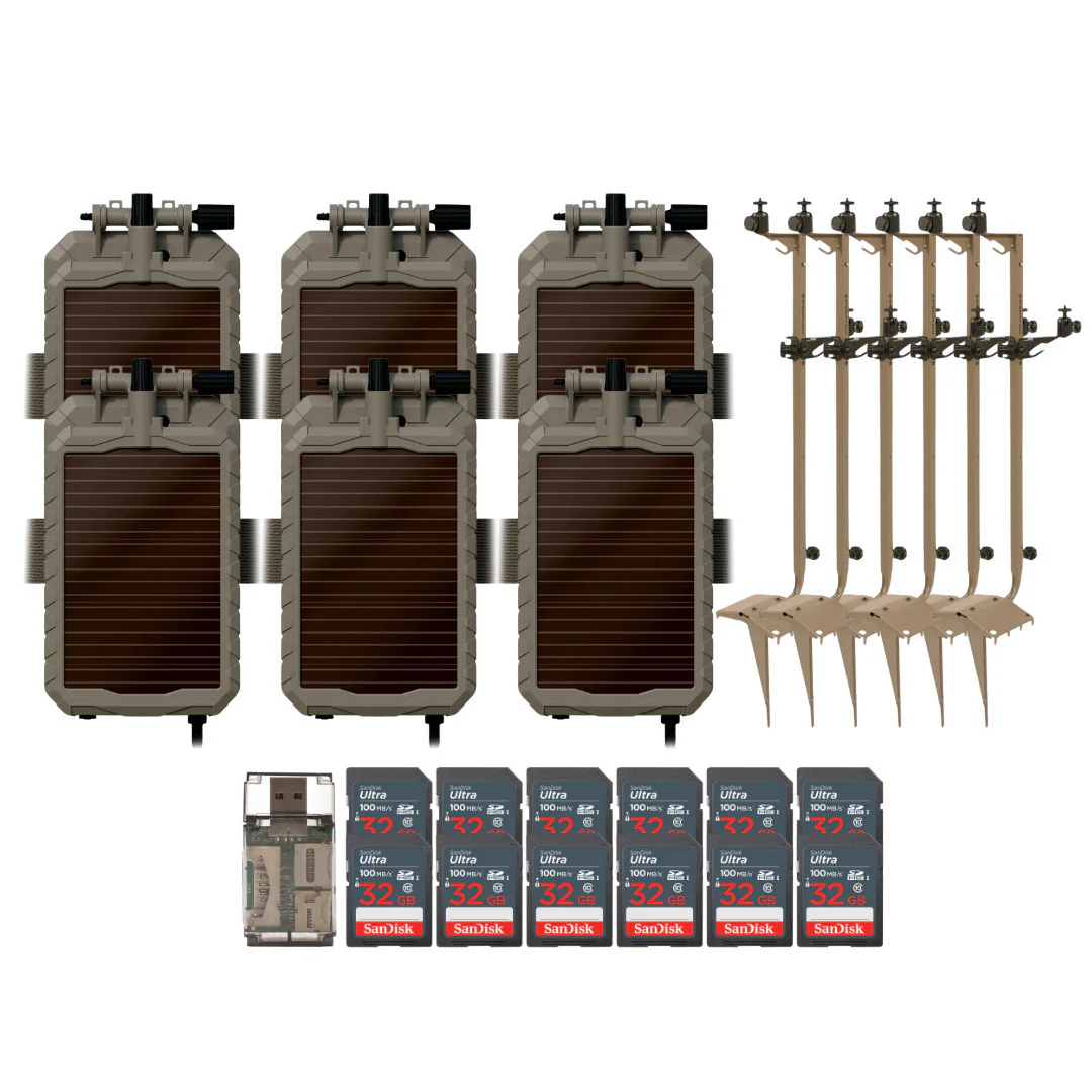 Stealth Cam Adjustable Multi-Pivot Mounting Post (6-Pack) with Solar Power Panel (6-Pack) Bundle