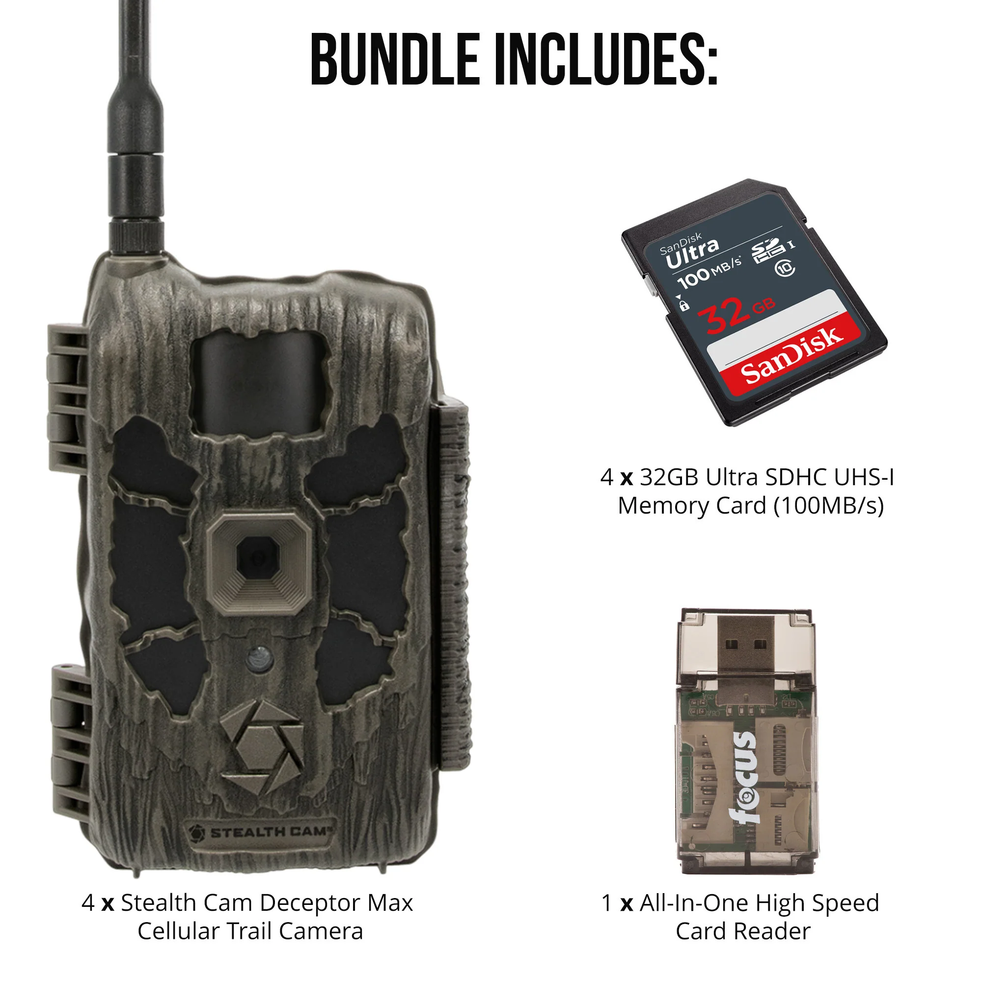 Stealth Cam 40MP Deceptor Max Cellular Trail Camera 4-Pack with Four 32GB Cards and Card Reader - Image 6