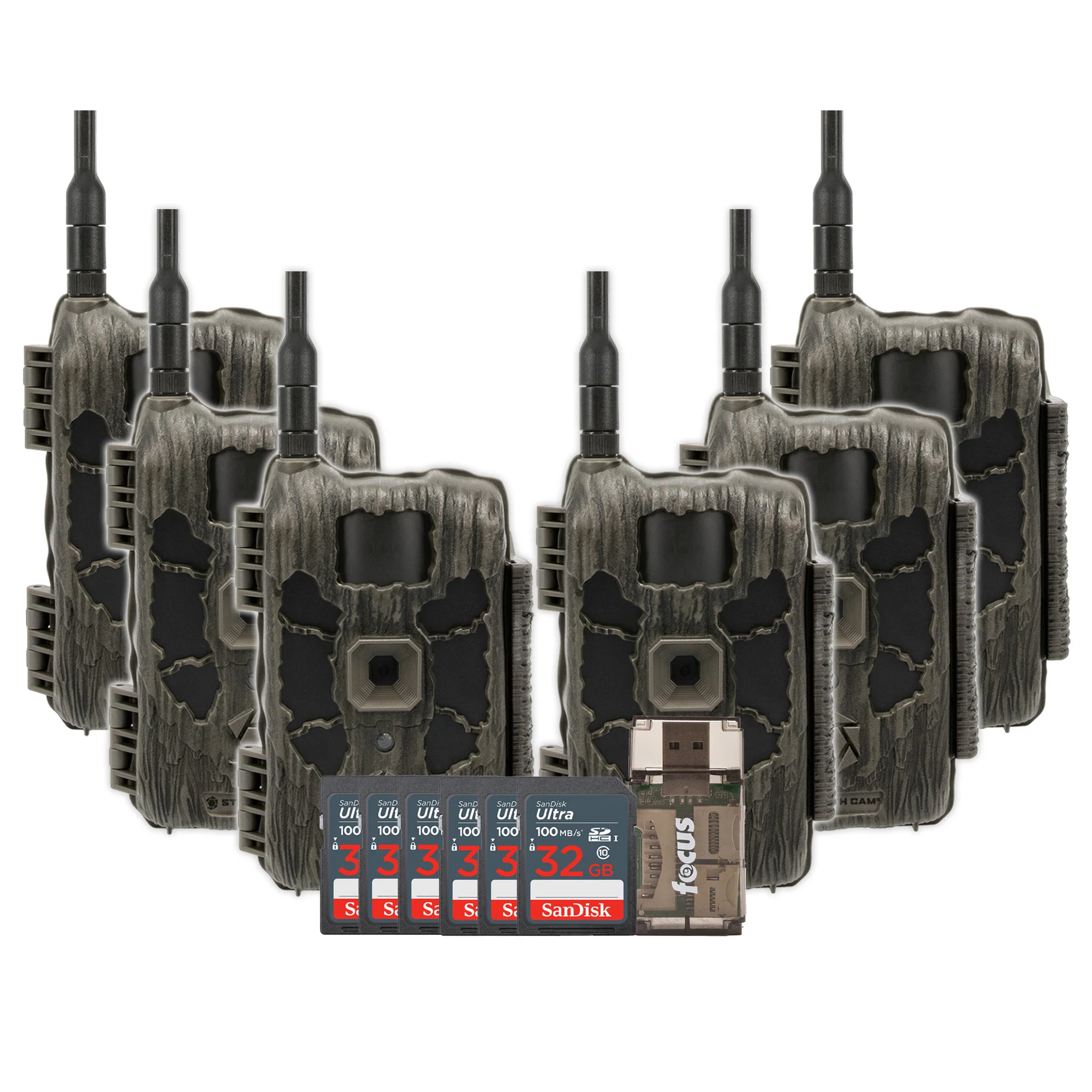 Stealth Cam 40MP Deceptor Max Cellular Trail Camera 6-Pack with Six 32GB Cards and Card Reader