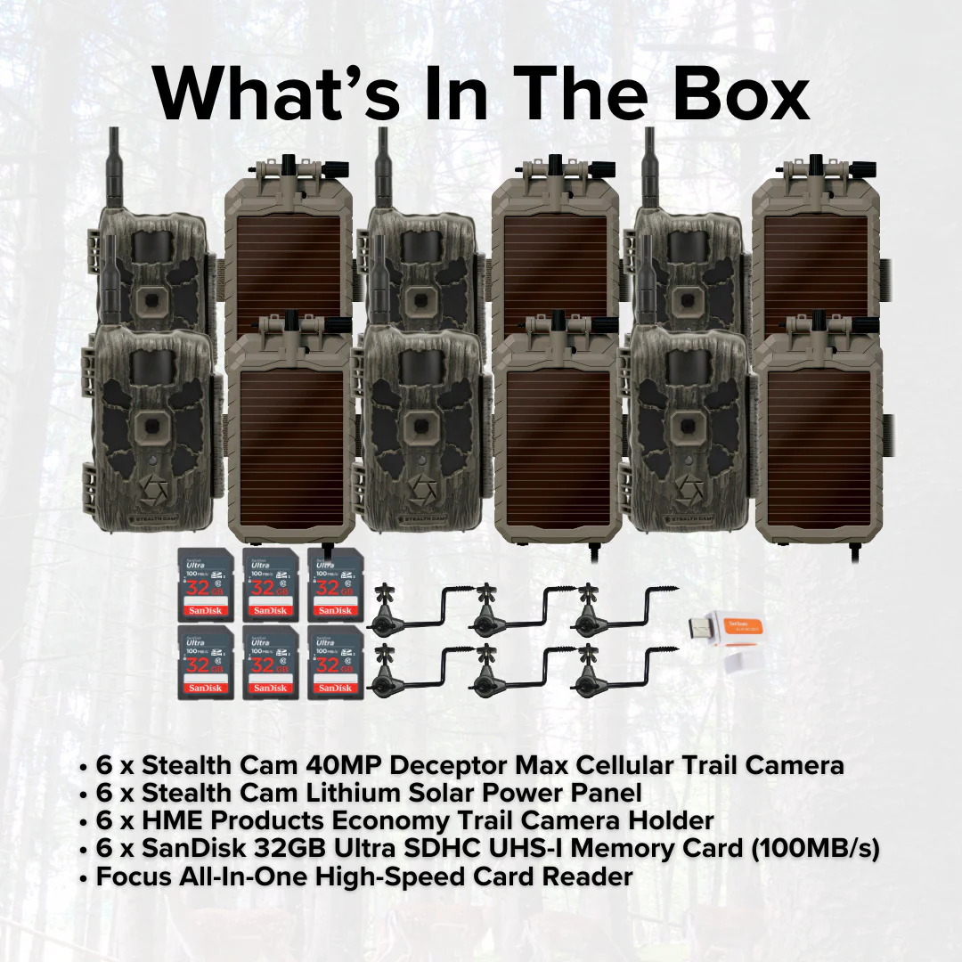 Stealth Cam 40MP Deceptor Max Cellular Trail Camera (6-Pack) with 6x Solar Power Panel Bundle - Image 6