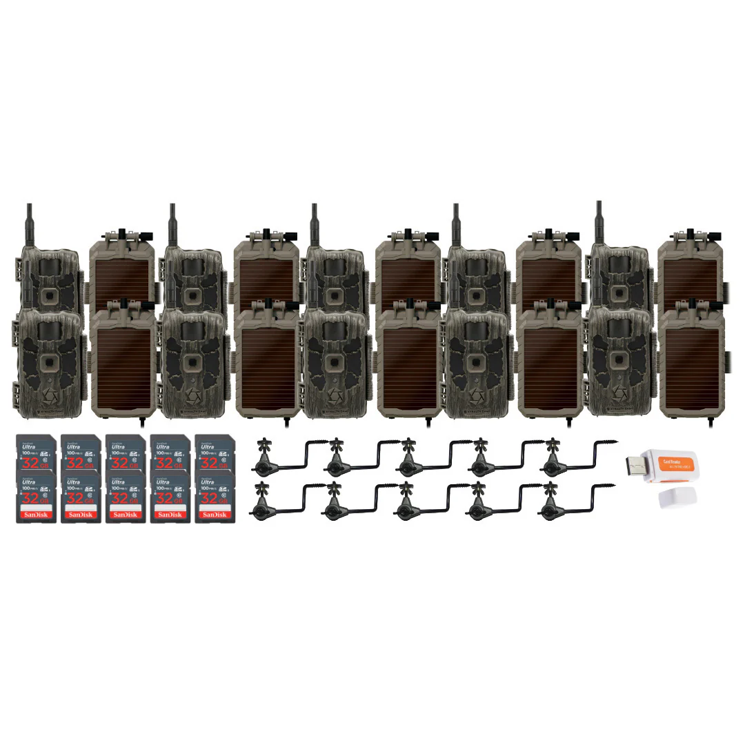 Stealth Cam 40MP Deceptor Max Cellular Trail Camera (10-Pack) with 10x Solar Power Panel Bundle