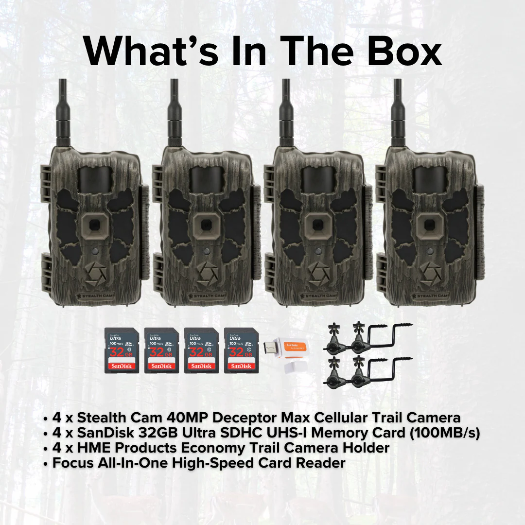 Stealth Cam 40MP Deceptor Max Cellular Trail Camera (4-Pack) with 32GB Memory Card (4-Pack) Bundle - Image 6