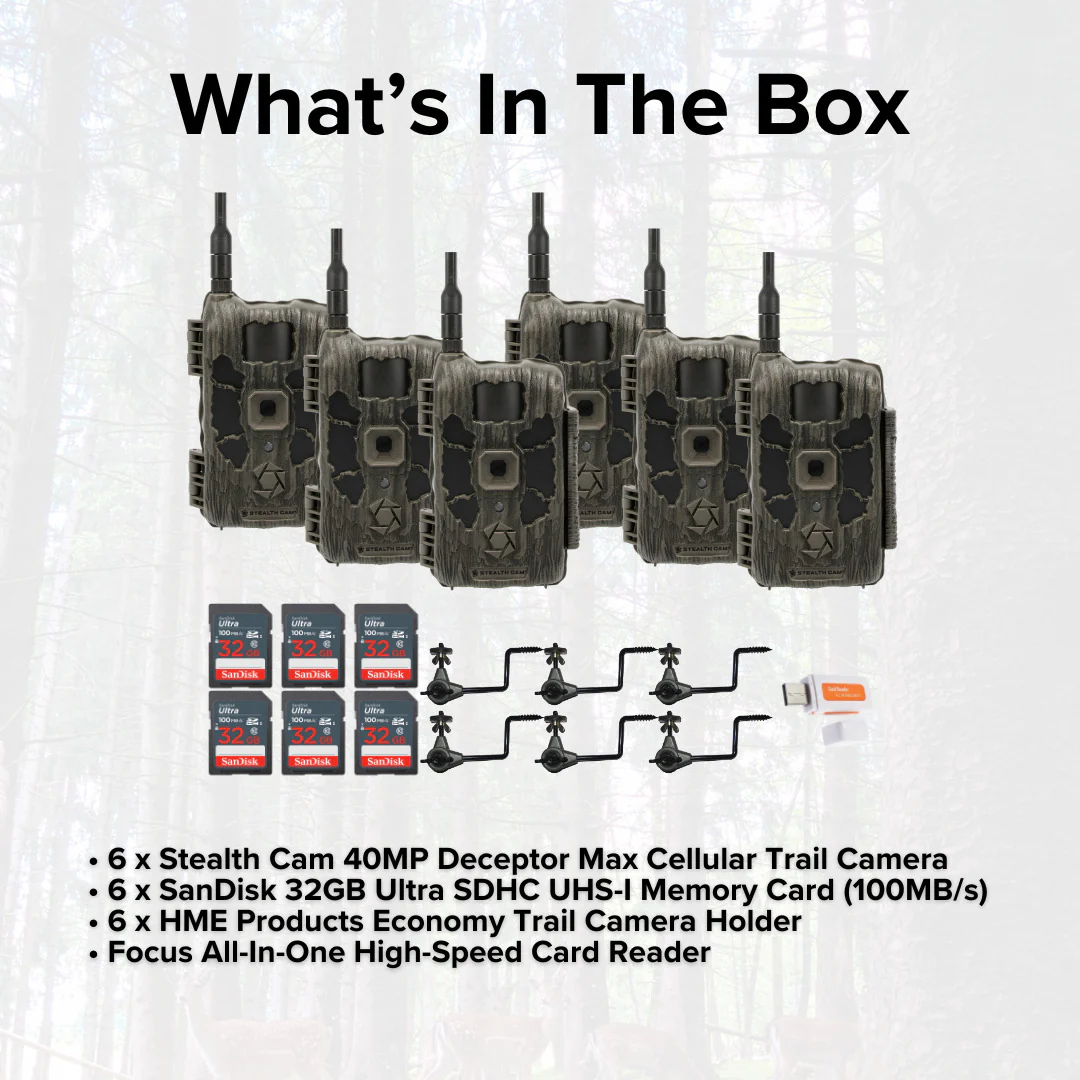 Stealth Cam 40MP Deceptor Max Cellular Trail Camera (6-Pack) with 32GB Memory Card (6-Pack) Bundle - Image 6