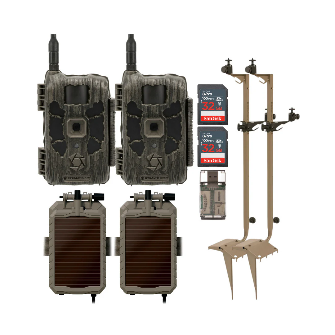 Stealth Cam 40MP Deceptor Max Cellular Trail Camera (2-Pack) with Solar Power Panel Bundle
