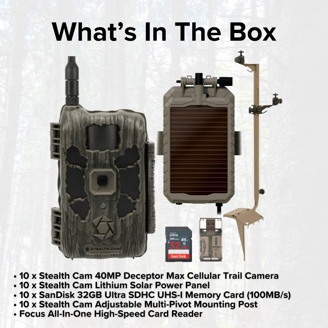 Stealth Cam 40MP Deceptor Max Cellular Trail Camera (10-Pack) with Solar Power Panel Bundle - Image 6