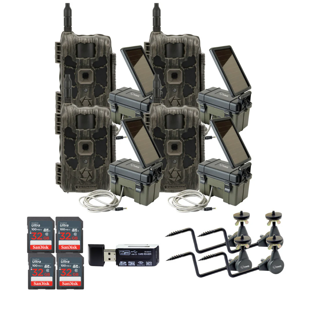 Stealth Cam 40MP Deceptor Max Cellular Trail Camera with Solar Power Pack (4-Pack) Bundle