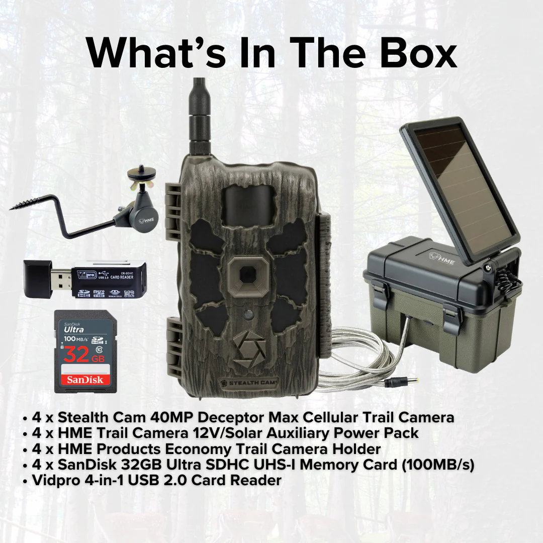 Stealth Cam 40MP Deceptor Max Cellular Trail Camera with Solar Power Pack (4-Pack) Bundle - Image 6