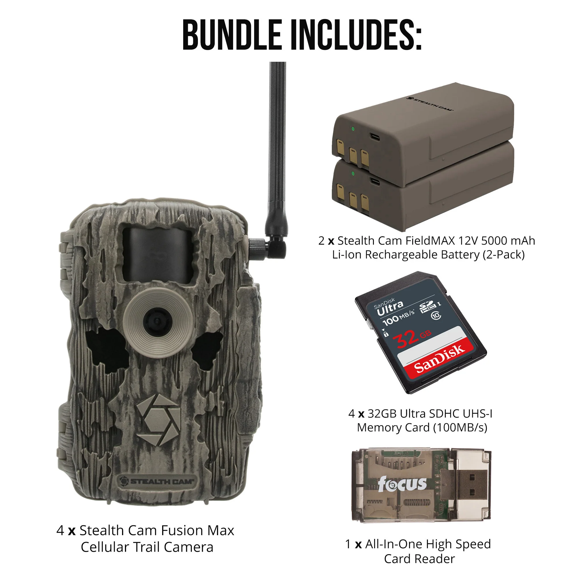 Stealth Cam 36MP Fusion Max Cellular Trail Camera 4-Pack with Fieldmax Lithium 4-Pack Bundle - Image 2
