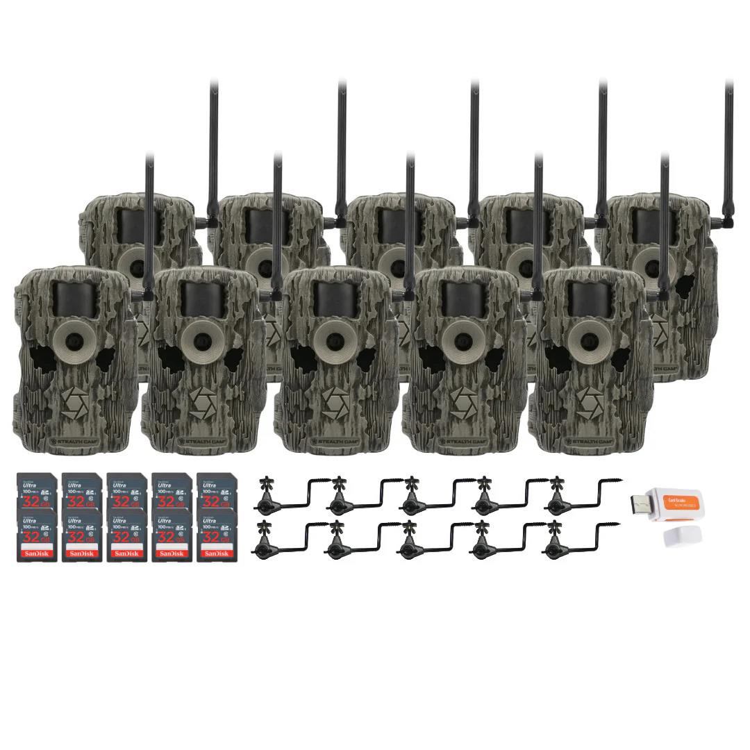 Stealth Cam 36MP Fusion Max Cellular Trail Camera (10-Pack) with Camera Holder (10-Pack) Bundle