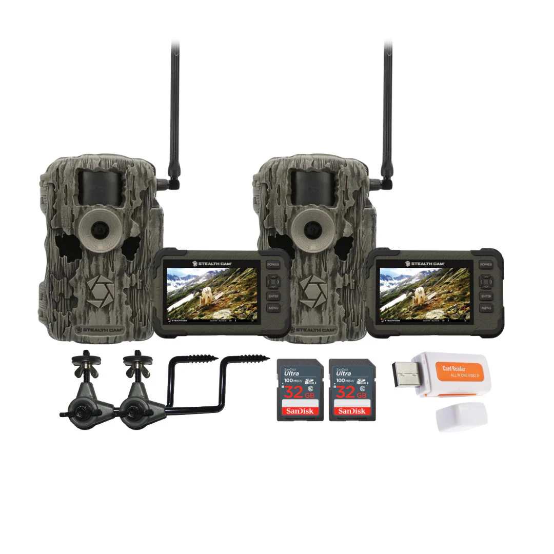 Stealth Cam 36MP Fusion Max Cellular Trail Camera (2-Pack) with SD Card Viewer (2-Pack) Bundle