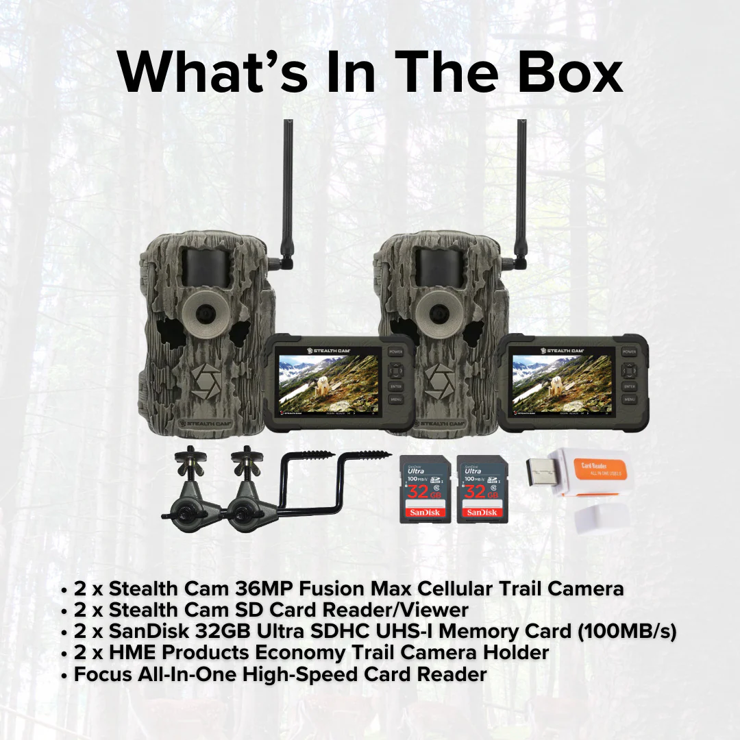 Stealth Cam 36MP Fusion Max Cellular Trail Camera (2-Pack) with SD Card Viewer (2-Pack) Bundle - Image 6