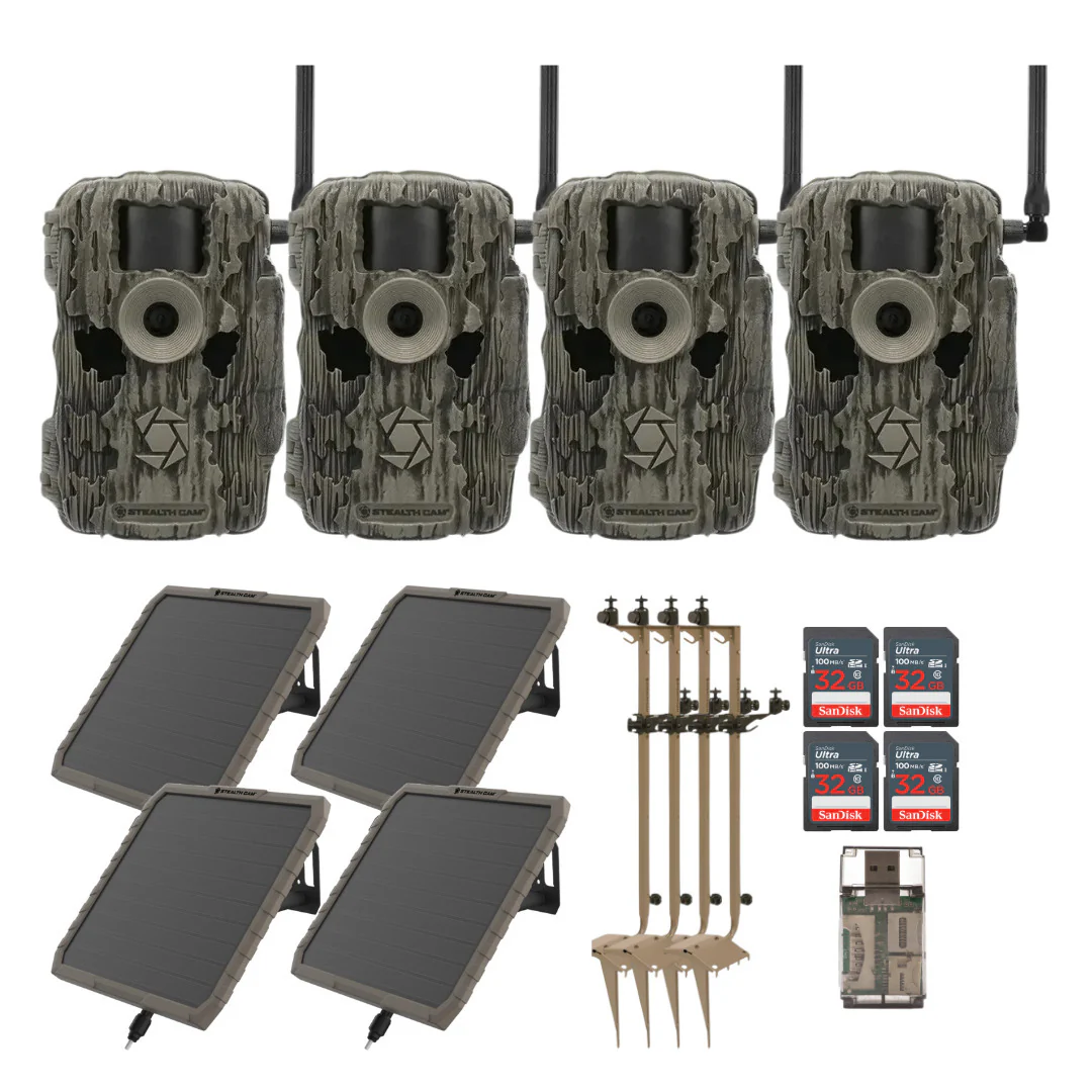 Stealth Cam 36MP Fusion Max Cellular Trail Camera with 80-Feet Detection Range (4-Pack) Bundle