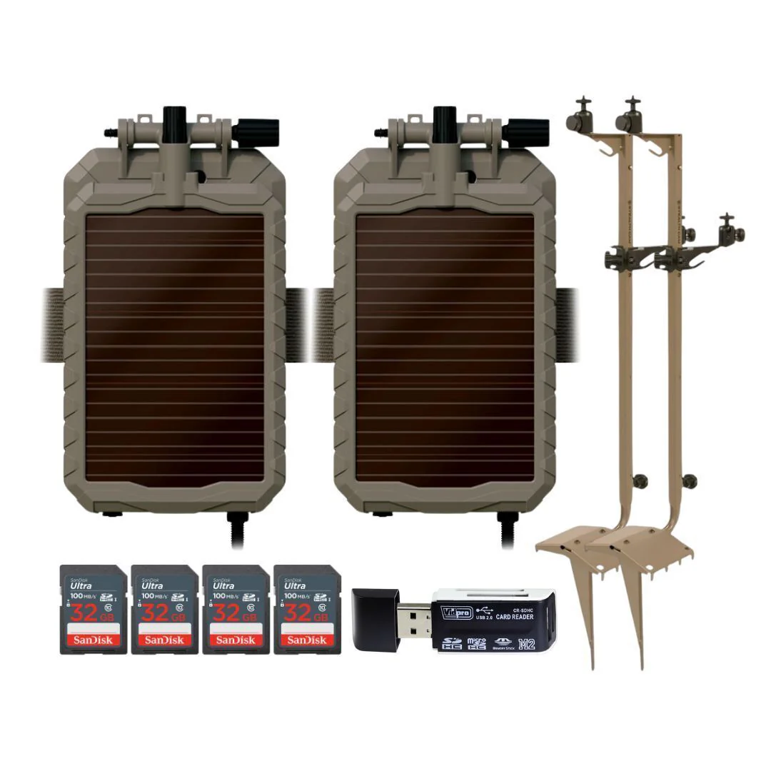 Stealth Cam Adjustable Multi-Pivot Mounting Post (2-Pack) with 5000mAh Solar Battery (2-Pack) Bundle