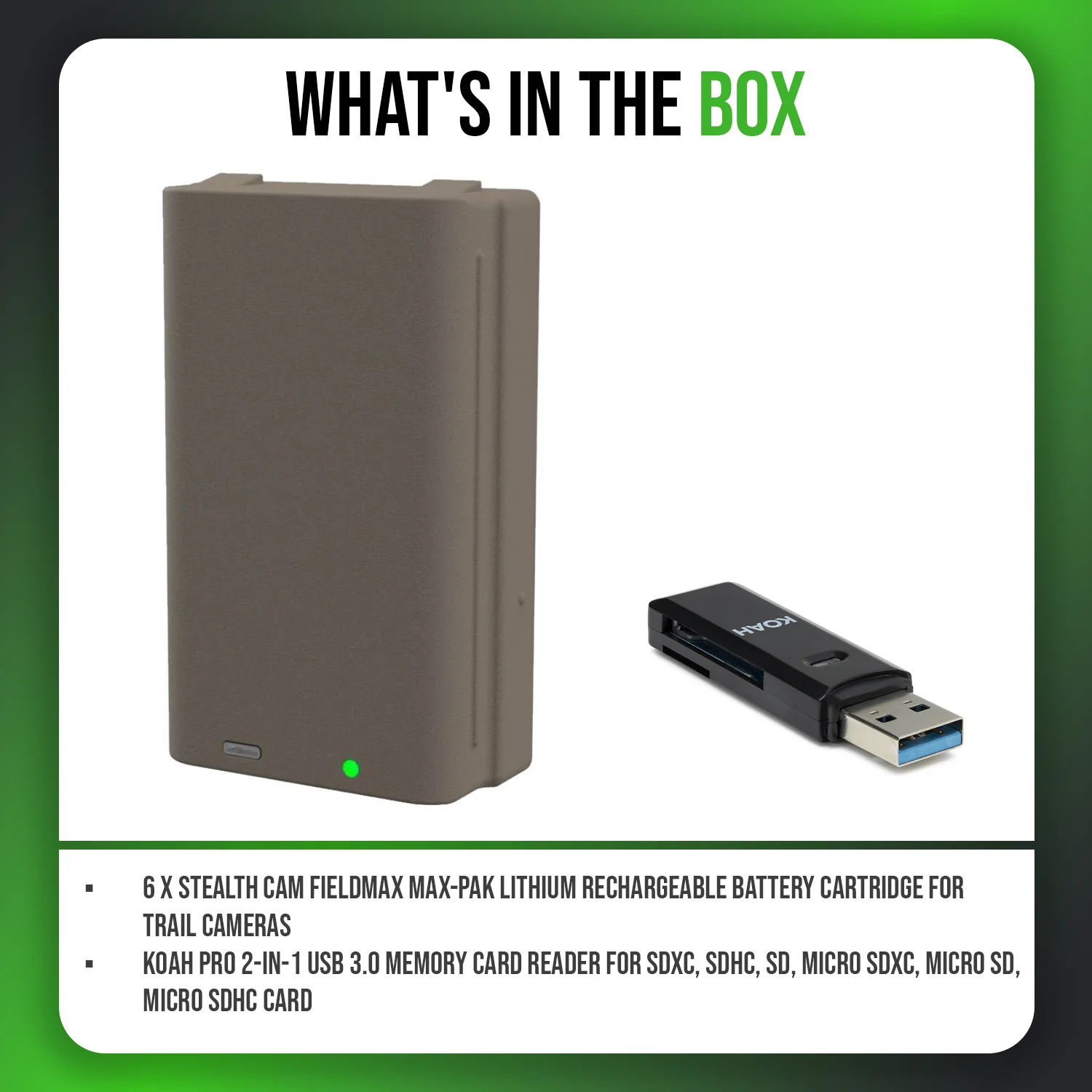 Stealth Cam FieldMax Lithium Battery Cartridge 6-Pack with Card Reader Bundle - Image 6