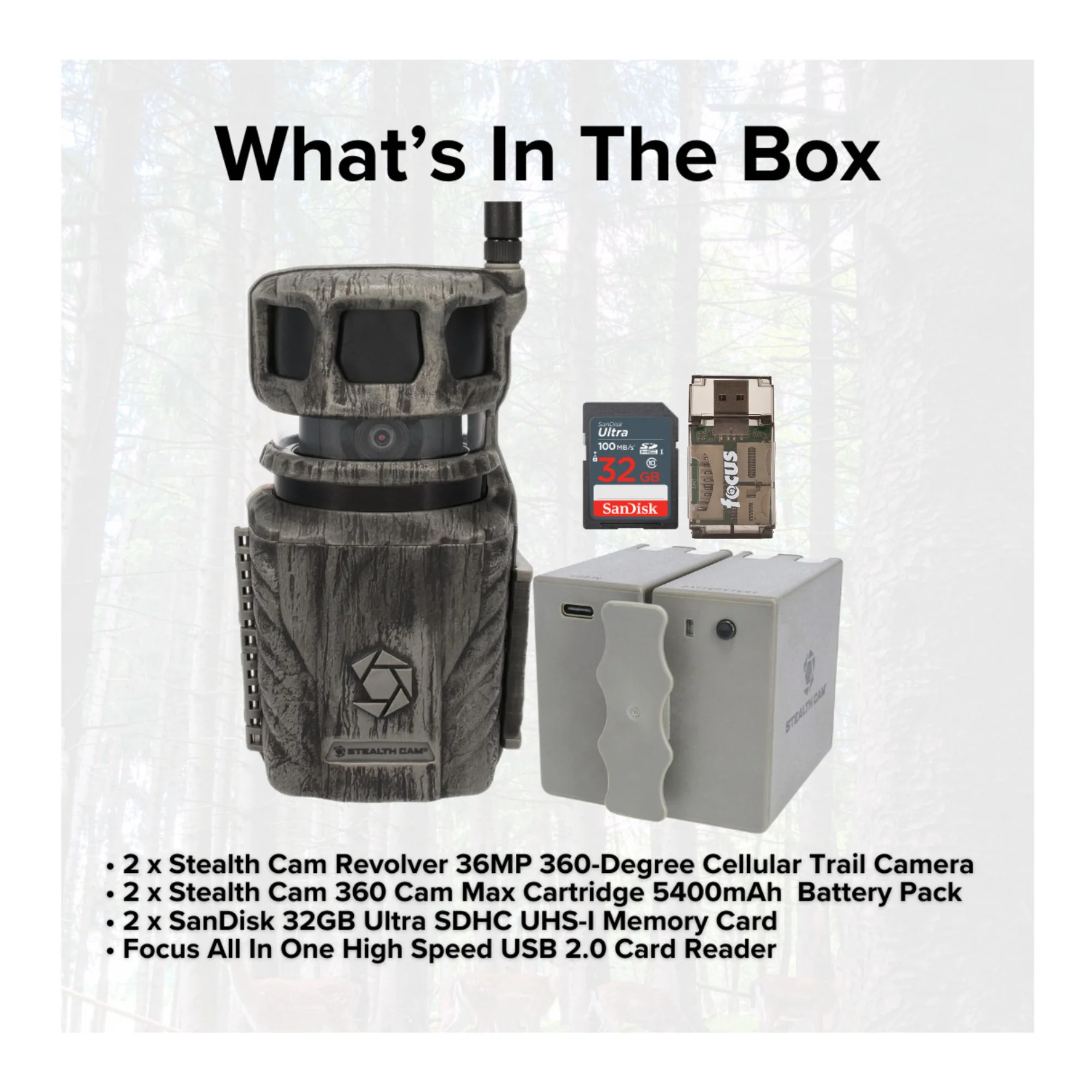 Stealth Cam Revolver 36MP 360-Degree Cellular Trail Camera (2-Pack) and Battery (2-Pack) Bundle - Image 7