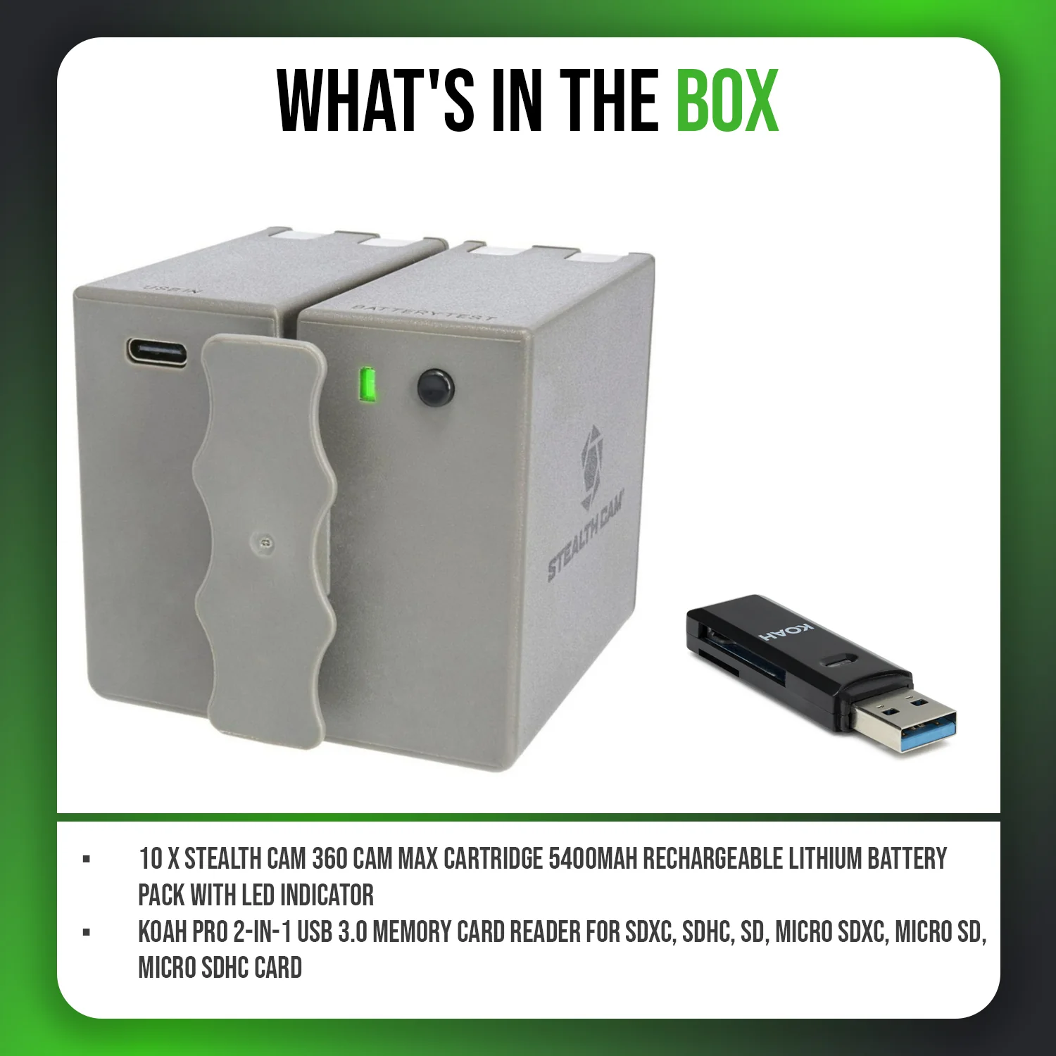 Stealth Cam 360 Cam Max Cartridge Lithium Battery 10-Pack with Card Reader - Image 8