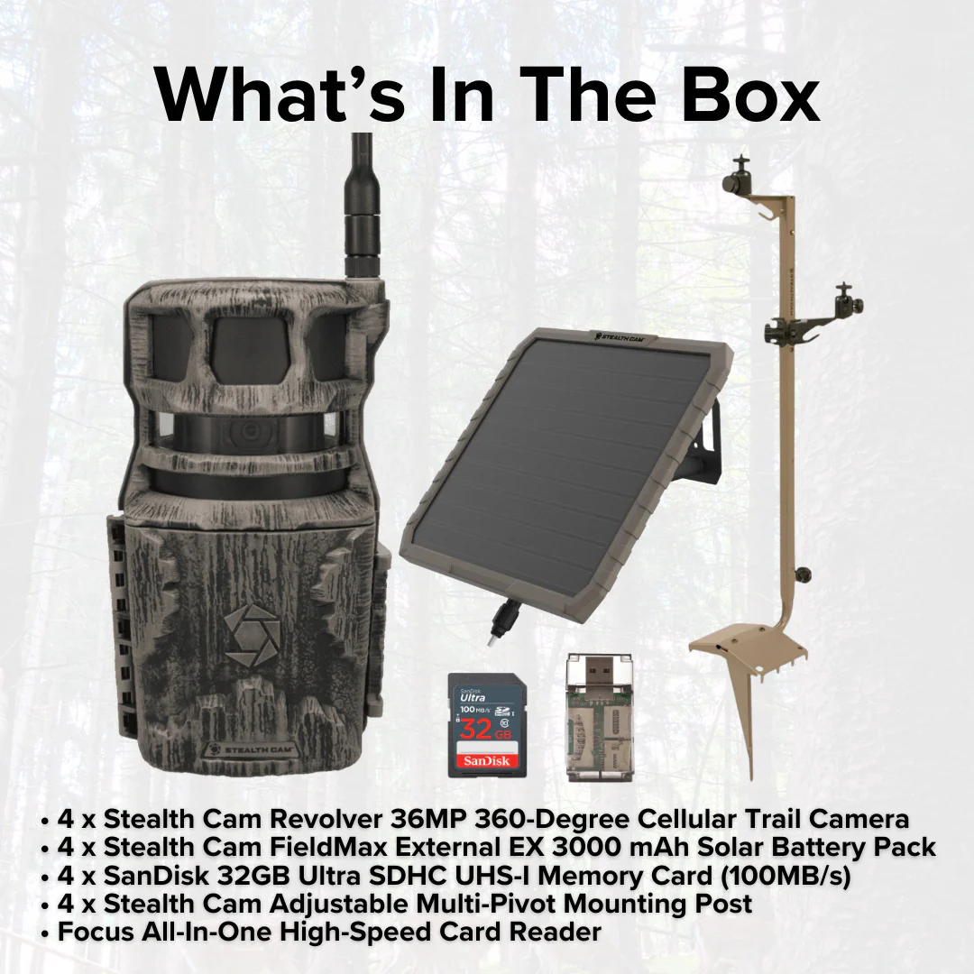 Stealth Cam Revolver 36MP Cellular Trail Camera (4-Pack) with Mounting Post (4-Pack) Bundle - Image 7