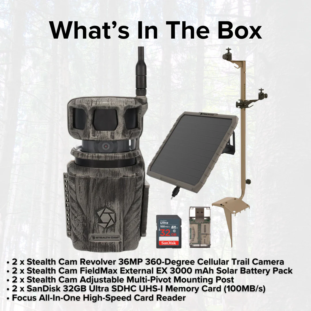 Stealth Cam Revolver 36MP Pro 360 Degree Cellular Trail Camera with Mounting Post (2-Pack) Bundle - Image 6