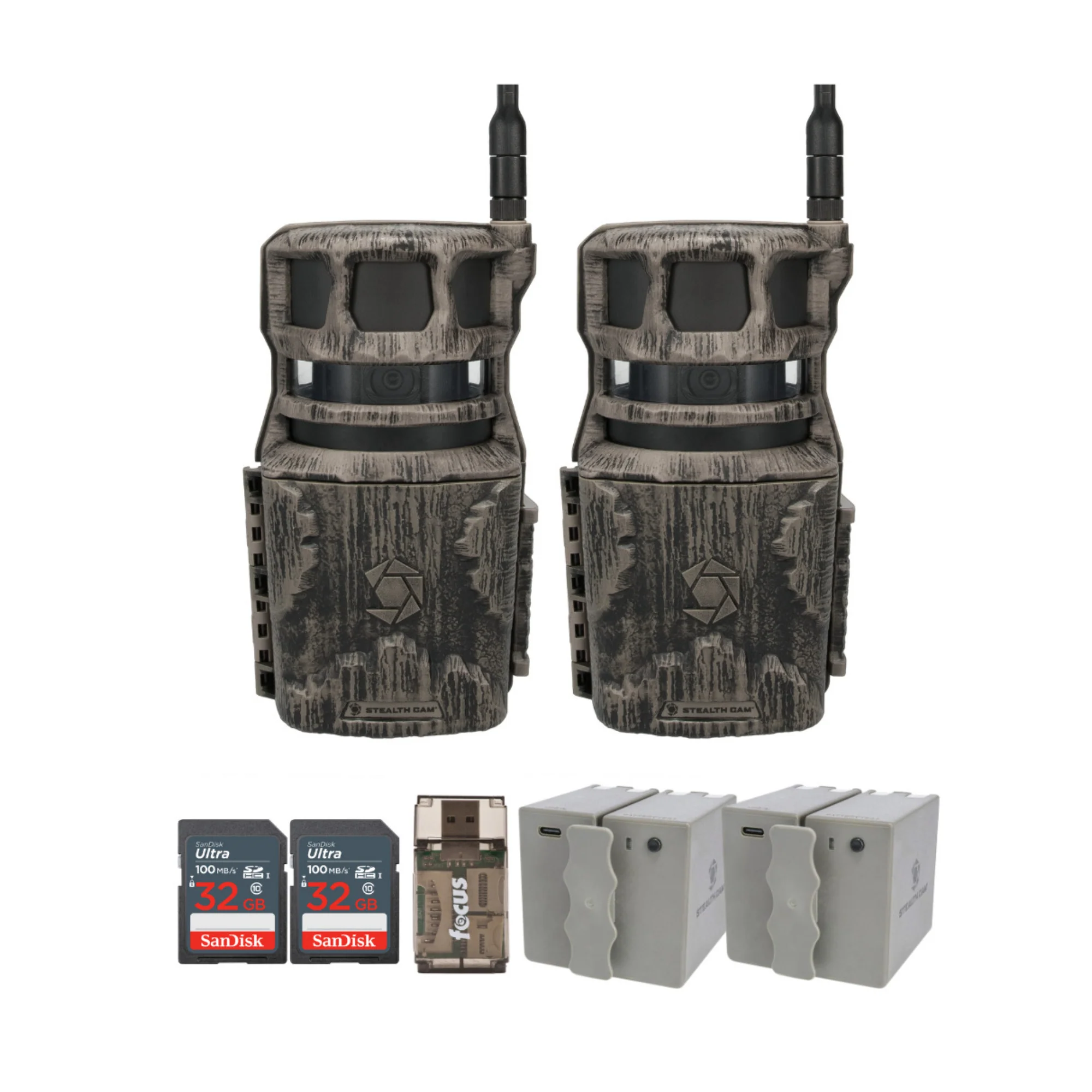 Stealth Cam Revolver 40MP Pro 360-Degree Cellular Trail Camera (2-Pack) and Battery (2-Pack) Bundle