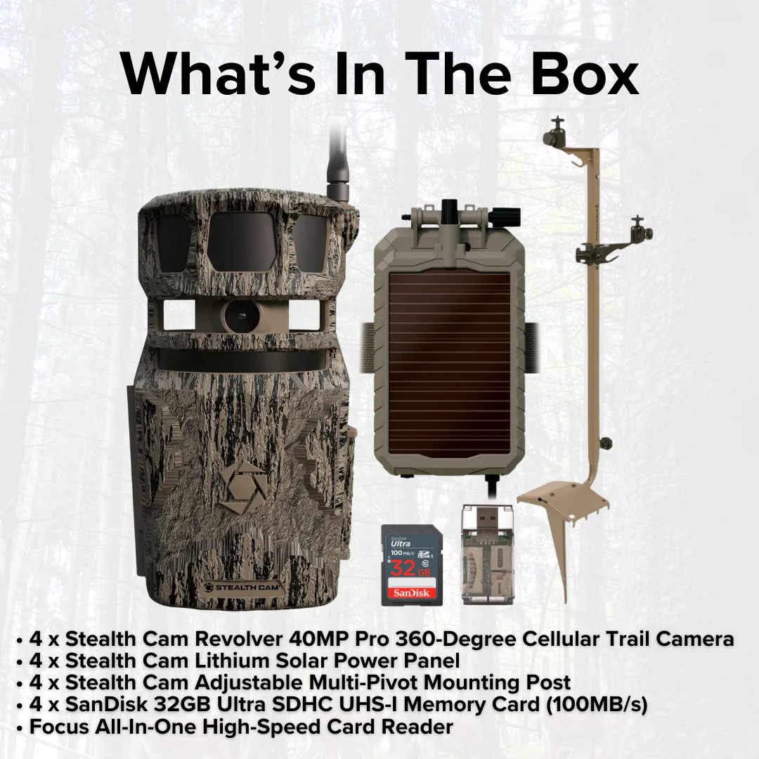 Stealth Cam Revolver 40MP Pro 360-Degree Cellular Trail Camera (4-Pack) with Card Reader Bundle - Image 6