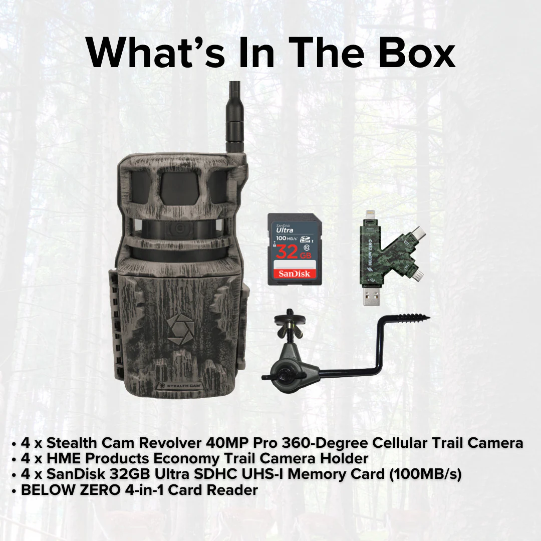 Stealth Cam Revolver 40MP Pro 360-Degree Cellular Trail Camera with 0.25-Inch Mount (4-Pack) Bundle - Image 7