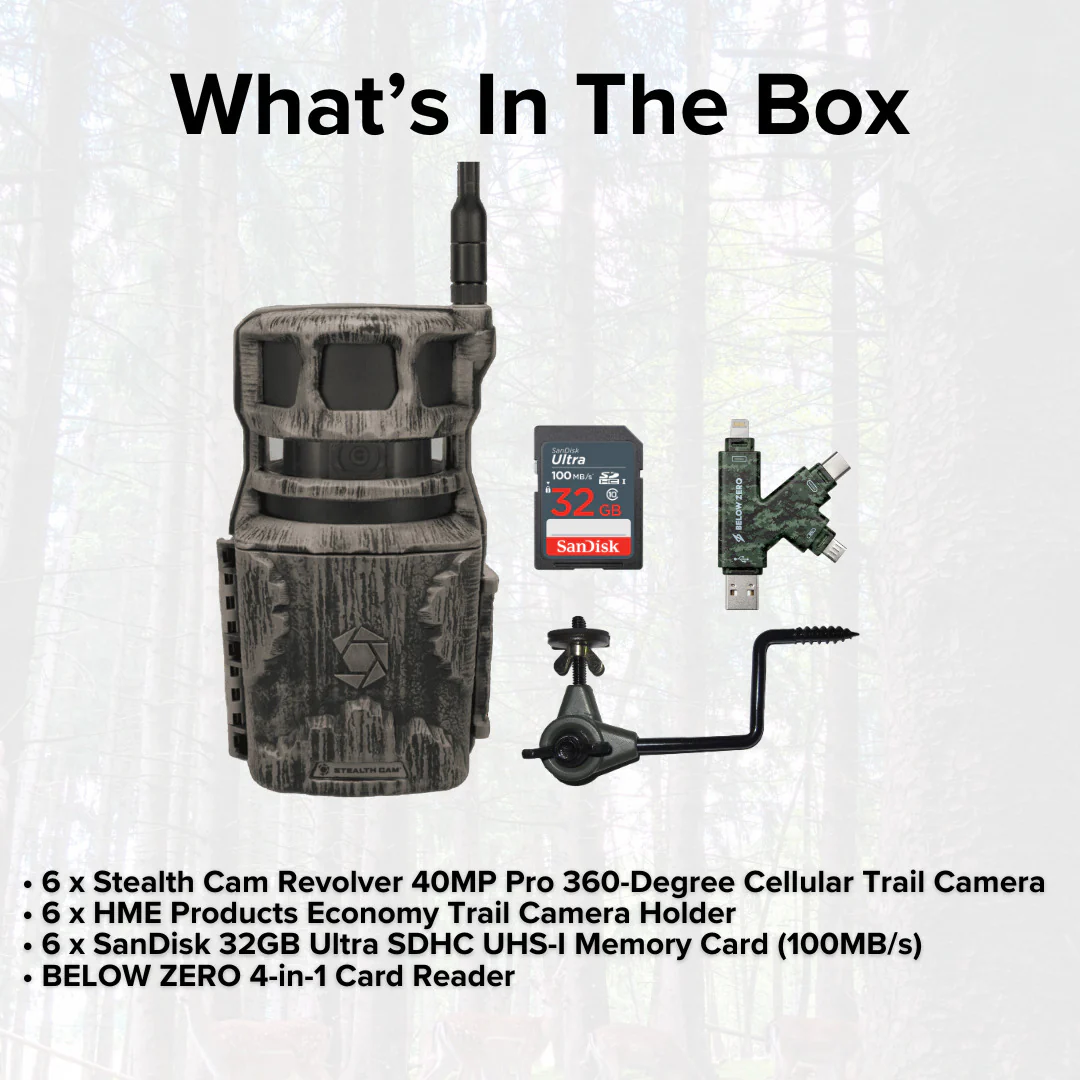 Stealth Cam Revolver 40MP Pro 360-Degree Cellular Trail Camera with Mount (6-Pack) Bundle - Image 7