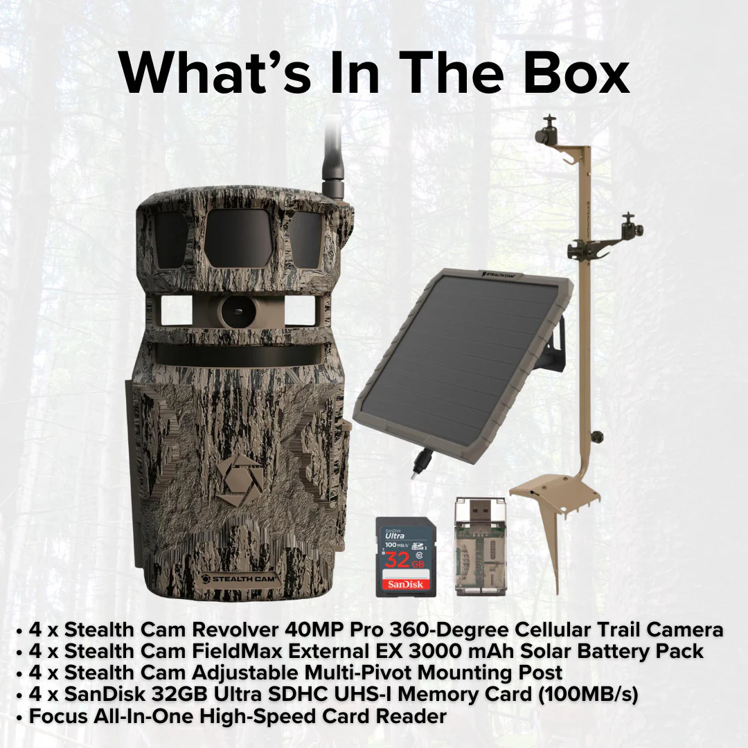 Stealth Cam Revolver 40MP Pro Cellular Trail Camera (4-Pack) with Mounting Post (4-Pack) Bundle - Image 6